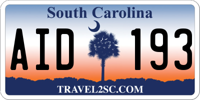 SC license plate AID193
