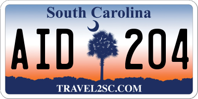 SC license plate AID204