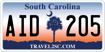 SC license plate AID205