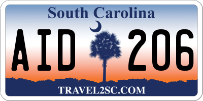 SC license plate AID206