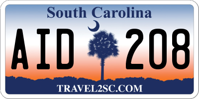 SC license plate AID208