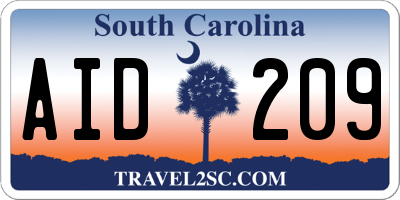 SC license plate AID209