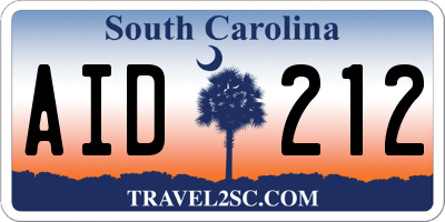 SC license plate AID212