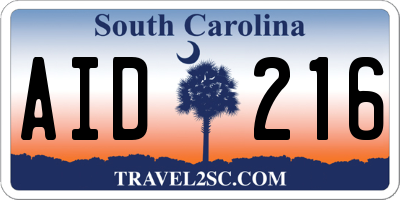 SC license plate AID216