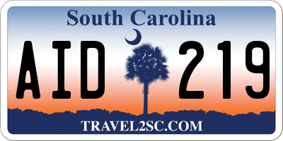 SC license plate AID219