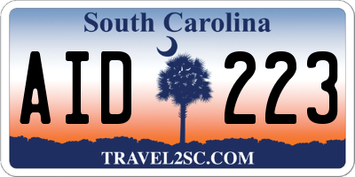 SC license plate AID223