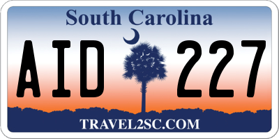 SC license plate AID227