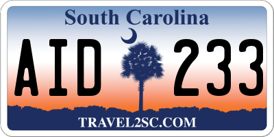 SC license plate AID233