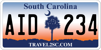SC license plate AID234