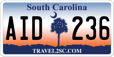 SC license plate AID236