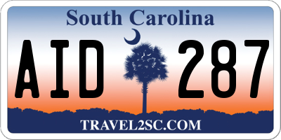 SC license plate AID287