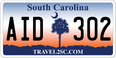 SC license plate AID302