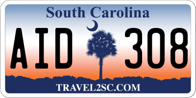SC license plate AID308