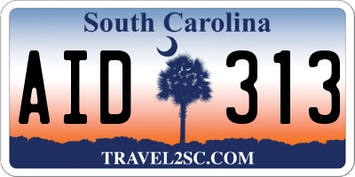 SC license plate AID313