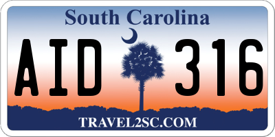 SC license plate AID316