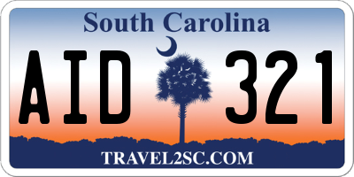SC license plate AID321
