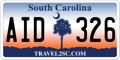 SC license plate AID326