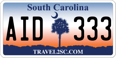 SC license plate AID333