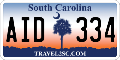 SC license plate AID334