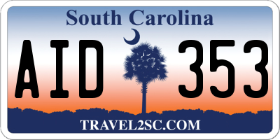 SC license plate AID353