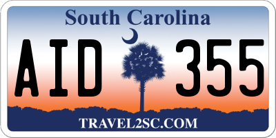 SC license plate AID355