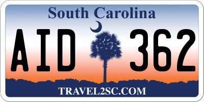SC license plate AID362