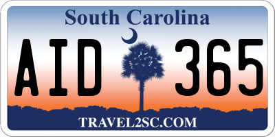 SC license plate AID365