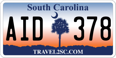 SC license plate AID378