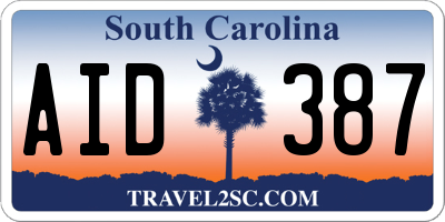 SC license plate AID387