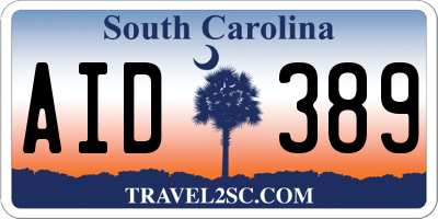 SC license plate AID389