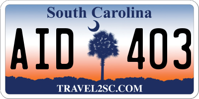 SC license plate AID403
