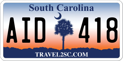 SC license plate AID418