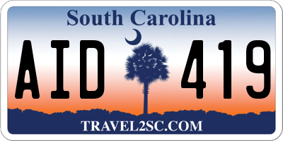 SC license plate AID419