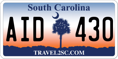 SC license plate AID430