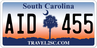 SC license plate AID455