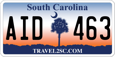 SC license plate AID463