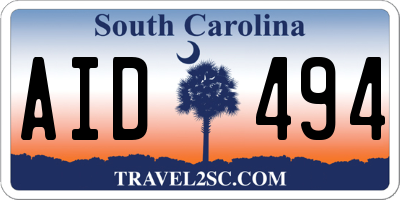 SC license plate AID494