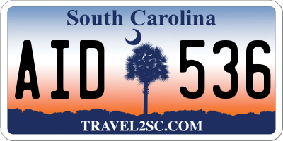 SC license plate AID536