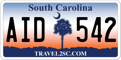SC license plate AID542