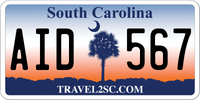 SC license plate AID567