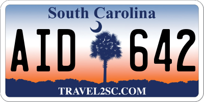 SC license plate AID642