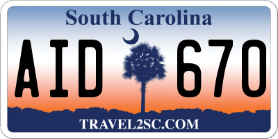 SC license plate AID670