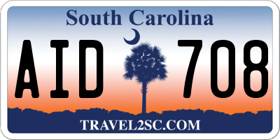 SC license plate AID708