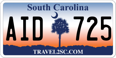 SC license plate AID725