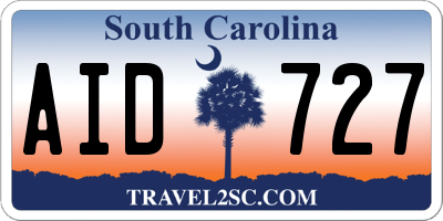 SC license plate AID727