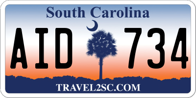 SC license plate AID734