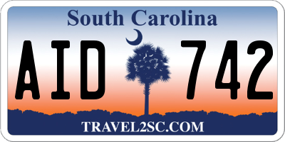 SC license plate AID742