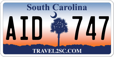 SC license plate AID747