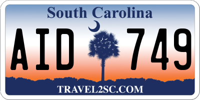 SC license plate AID749