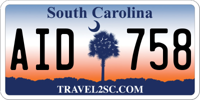 SC license plate AID758